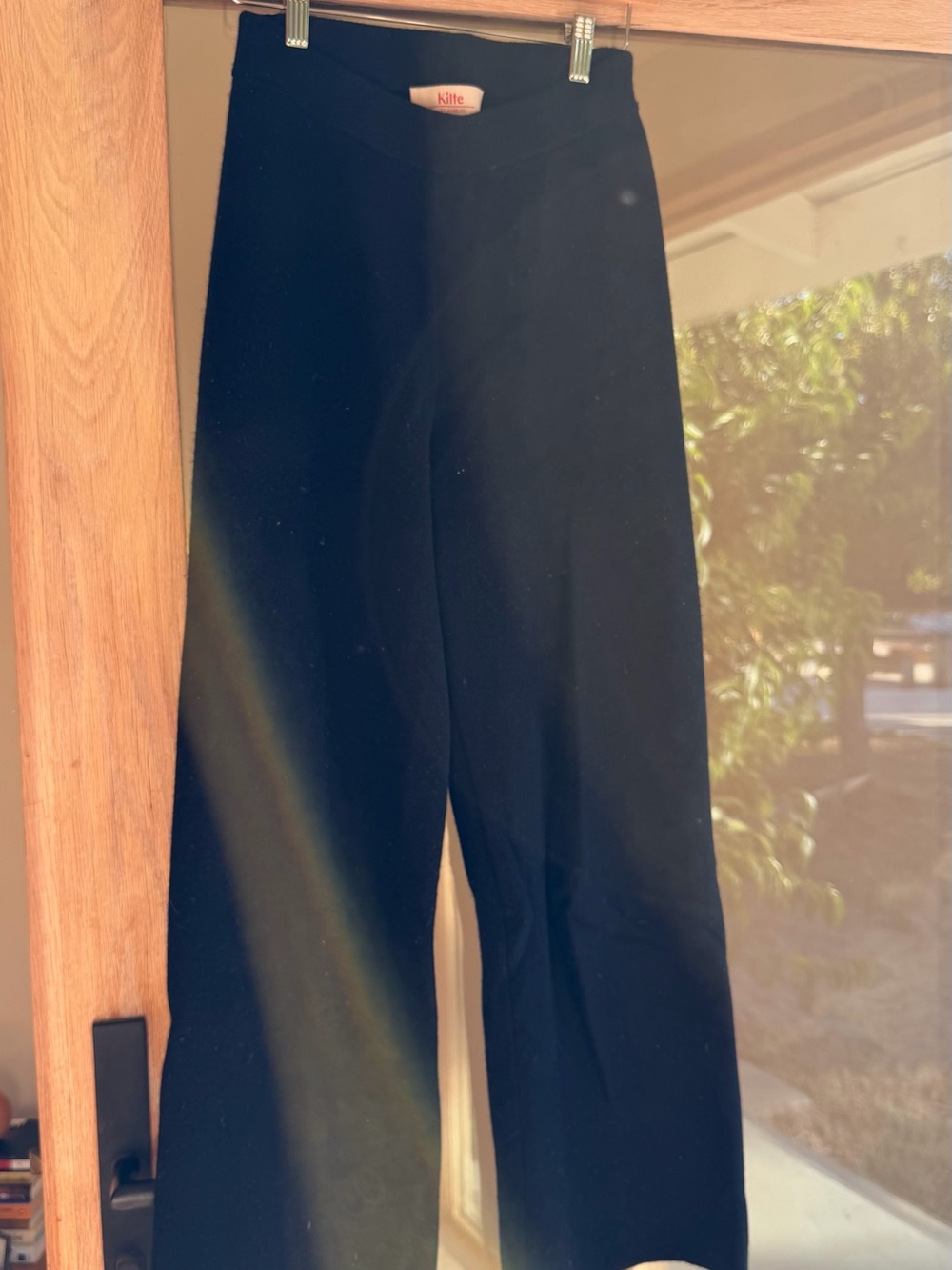 KILTE Wide-Leg Black Women's Pants - Minimal High-Rise TrousersWASHABLE CASHMERE - Picture 6 of 10